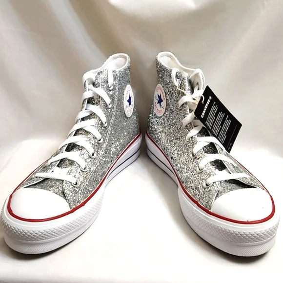 Converse CTAS Lift Platform Glitter Hightop Sneakers (w size 9.5) - Picture 4 of 15